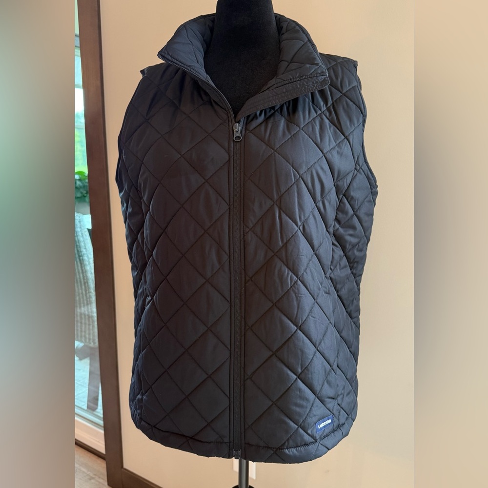 Lands' End Black Feather Free Quilted Vest